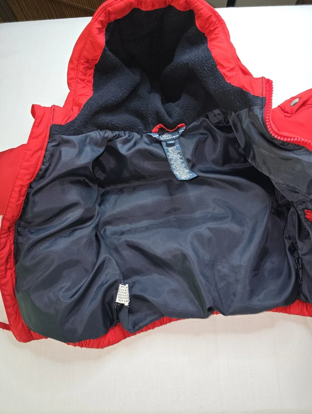 Kids Red Puffer Jacket with Large Black Logo Pony - Ralph Lauren